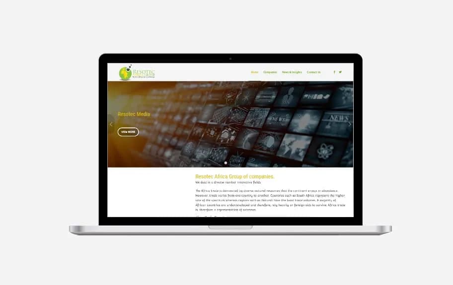 Resotec Africa Group — website design by Insly Host
